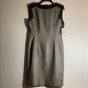 Sheath dress trim with genuine leather